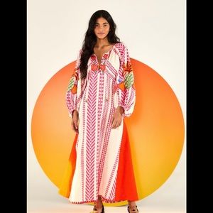 Farm Rio Jacquard Embroidered Midi Dress